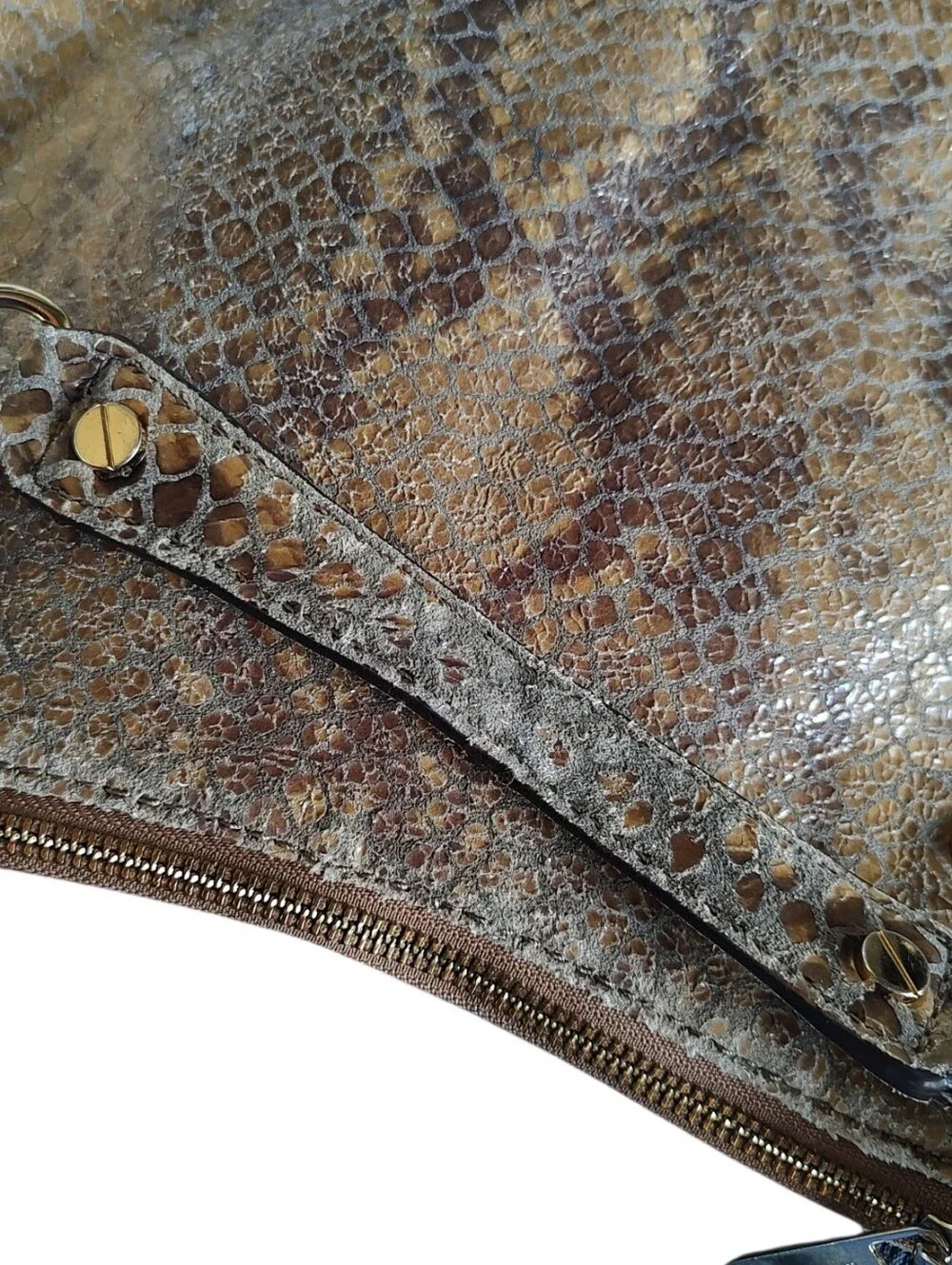 Michael Kors Brown Snake-Print Leather Hobo Bag